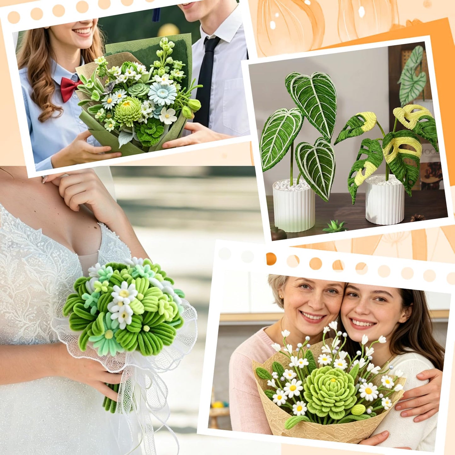 URSDIART 311pcs Green Pipe Cleaners Craft -Chenille Steams Flower Making Kit,Thick Fuzzy Wire with Accessories | limpiapipas para Flores for Arts & Crafts, Classroom Project, Festive Decoration