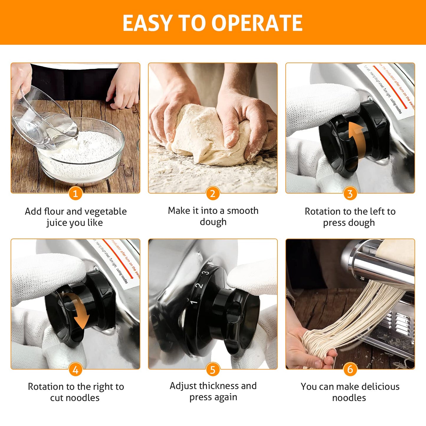 WICHEMI Electric Pasta Maker Machine 3 IN1 Pasta Dough Spaghetti Roller Noodle Pressing Machine Stainless Steel 135W for Home Family Use (2.5mm round noodle+4mm flat noodle+9mm flat noodle)