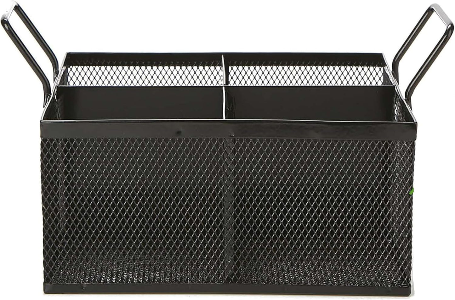 Mind Reader Utensil Accessory Caddy, Black Metal Mesh Organizer for Countertop, Office, Kitchen, 8.5" L x 8.5" W