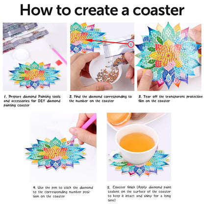 8 PCS Succulent Diamond Art Coasters with Holder, DIY Flowers Diamond Painting Coasters Kits for Adults, Non Slip Hardwood Bases Plants Mosaic Dot Painting Coaster Gift Set for Beginners 4x4 Inch