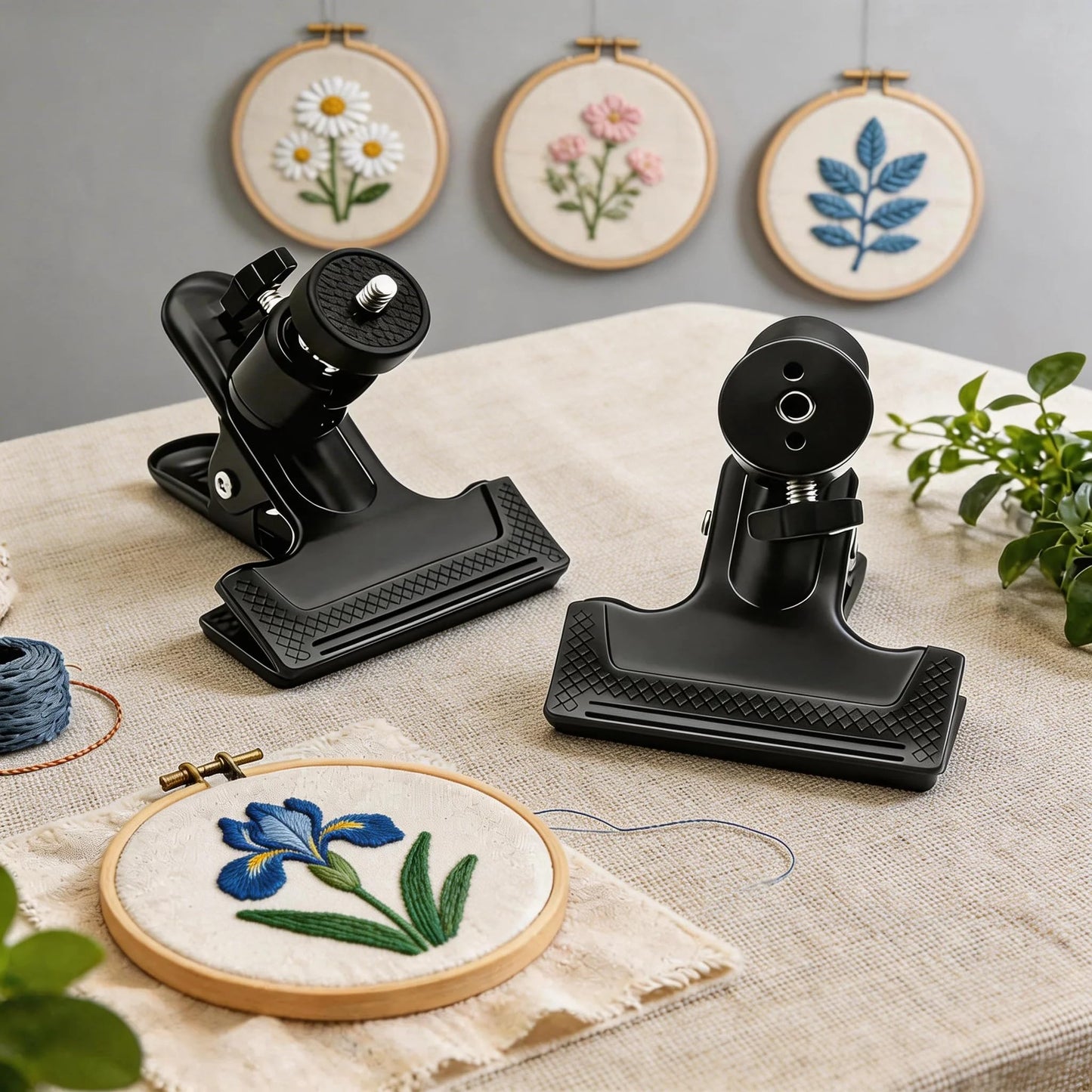 PXIRQ Embroidery Hoop Stand Hands-Free: 360° Rotation Adjustable Table Metal Clamp for Cross Stitch, Needlepoint, Punch Needle & DIY Crafts – Compatible with Most Sizes/ Shapes of Embroidery Hoops