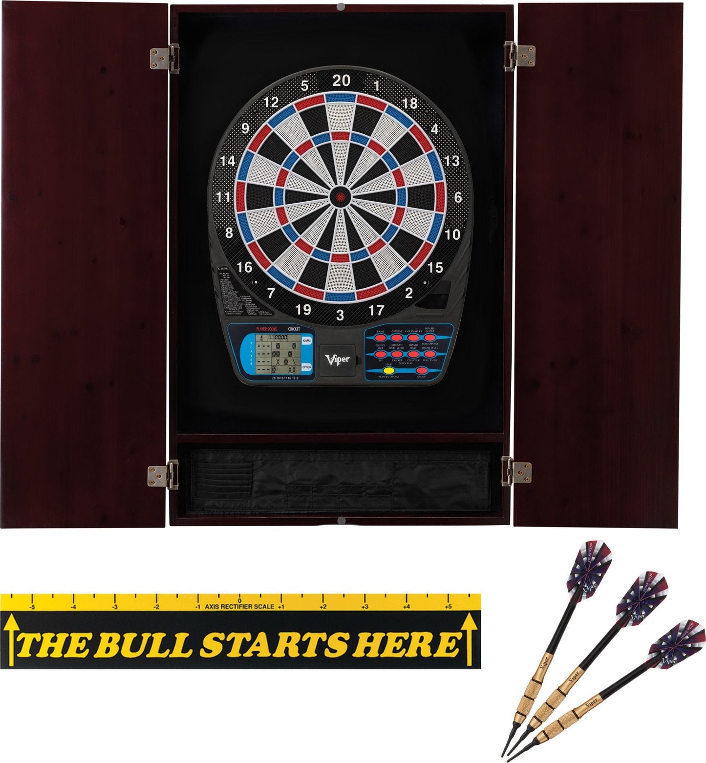 Viper Metropolitan Solid Wood Cabinet & Electronic Dartboard Play-Ready Bundle
