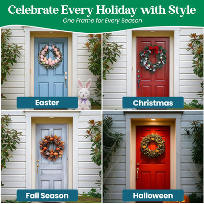 Upstout 5-Pack 14 Inch Wire Wreath Frame – Round Metal Wreath Form with Ring Design for DIY Crafts, Floral Projects, and Home Decor – Dark Green Wire Frame for Christmas Holiday & Weddings