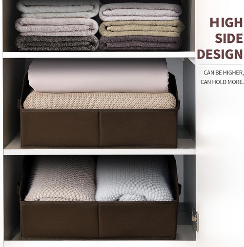Homsorout Trapezoid Closet Storage Bins - Large Fabric Organizing Baskets for Home | 6 Pack, Brown