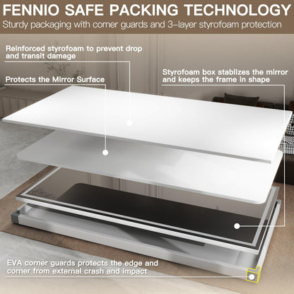 FENNIO Full Length Mirror with Lights, 70" x 32" LED Full Body Mirror, Free Standing Lighted Floor Mirror, Wall Mounted Hanging Mirror with Lights for Bedroom, Salon, Tempered Glass（White）
