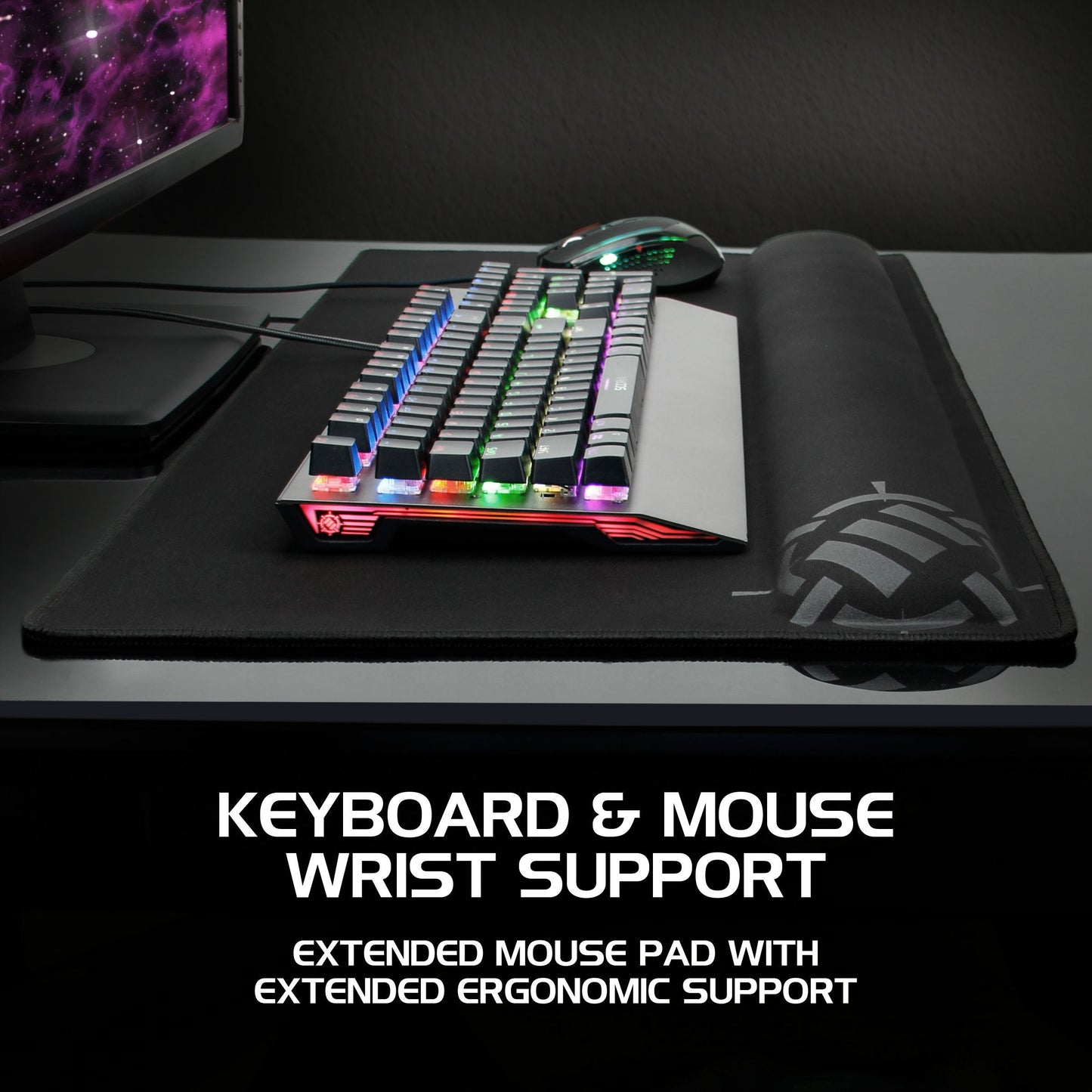 ENHANCE XXL Large Mouse Pad for Desk with 2XL Ergonomic Memory Foam Wrist Rest Support (31.5 x 13.78 x 1 inches) - Desk Pad with Anti-Fray Stitching & Soft Cushion Mat Surface, Designed in The U.S.