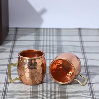 Buddha4all 2 Oz. Solid Copper Mini Moscow Mule Shot Mug Set, Copper Hammered Shot Glass Set (4)