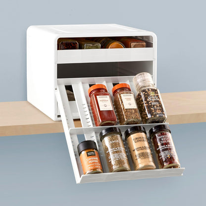 24-Bottle 104 YouCopia SpiceStack Adjustable Spice Rack Organizer, Pull-Down Seasonings and Spices Holder for Kitchen