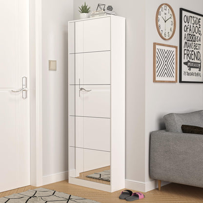 Organizedlife Shoe Storage Cabinet with Full Length Mirror, 30 Pairs & 5 Flip Drawer, Free Standing Shoe Rack Cabinet, Narrow Shoes Organizer for Front Door, Entryway