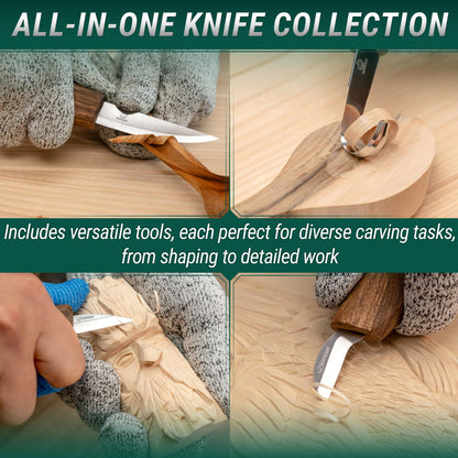 BeaverCraft Deluxe Wood Carving Kit S18X - Wood Carving Knife Set - Spoon Carving Tools Set - Whittling Knives - Woodworking Wood Carving Tools Large Whittling Kit S18X
