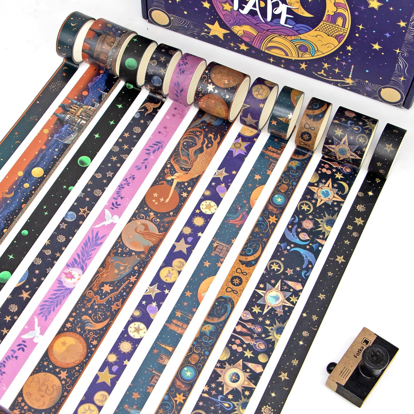 Geesinimo Washi Tape Set 29 Rolls, Magic Themed Decorative Paper Tapes for Halloween Journaling, Scrapbooking Supplies, Planners,DIY Crafts,Gift Wrapping