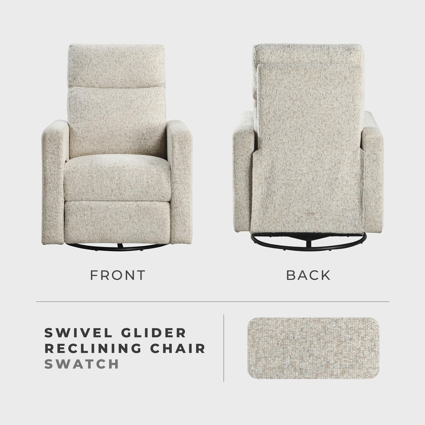 Lexicon Swivel Glider Recliner Chair, Nursery Glider, Chenille Fabric Recliner, Manual Recliner Sofa Chair for Living Room/Office/Apartment, Quartz