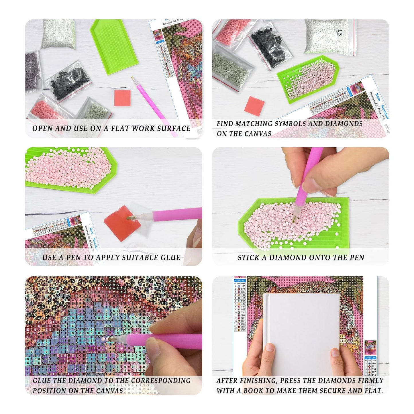 JWVK Trendy Maximalist Pink Cheetah Diamond Art Kits 3 Pack, Funky Retro Leopard Disco Ball Preppy DIY Diamond Gem Painting Art Kits for Girls Kids Adults Beginners, Cheetah Room Decor 10x11.8 Inch