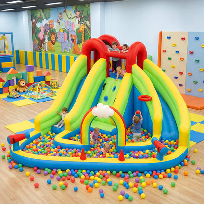 Sunswell Inflatable Water Slide, Blow Up Water Slides for Kids Backyard 6 in 1 Bounce House with 450w Blower, Water Park for Outdoor and Indoor, 15.68‘ x12.57'x86.68''