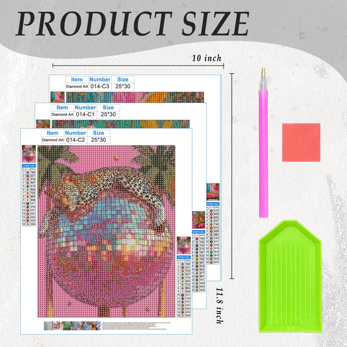 JWVK Trendy Maximalist Pink Cheetah Diamond Art Kits 3 Pack, Funky Retro Leopard Disco Ball Preppy DIY Diamond Gem Painting Art Kits for Girls Kids Adults Beginners, Cheetah Room Decor 10x11.8 Inch