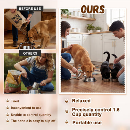 Zonon 2 Pieces 1.5 Cup Dog Food Metal Scoop 12 oz / 1.5 Cup Stainless Steel Measuring Cups with Wire Design Handle Durable Dog Cat Food Metal Scoop for Kibble or Seed Easy-clean, Rust-resistant
