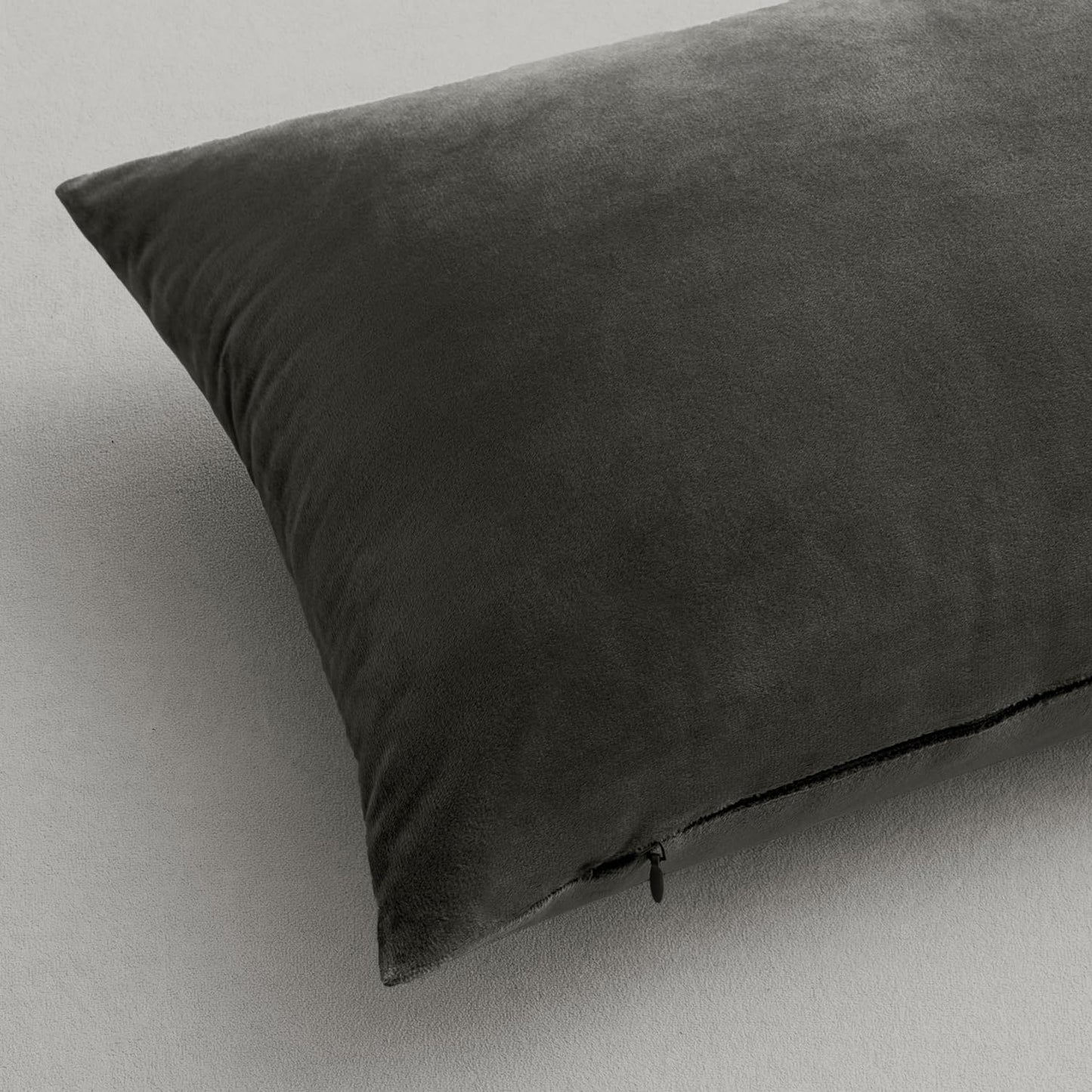 MIULEE 24x24 Inch Euro Sham Velvet Pillow Covers, Set of 2 Large Square Decorative Pillows - Dark Grey Super Soft