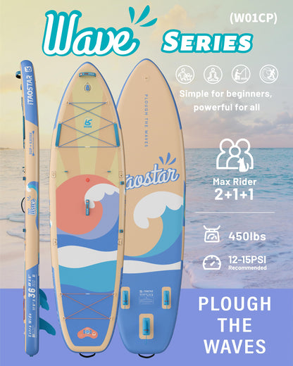 iTAOSTAR W01CP 36" Super Wide Paddle Board, More Fun Inflatable Paddleboard with 5 Fins for Better Balance, Stand Up Paddle Board with Premium SUP Accessories for Adults of All Skill Levels