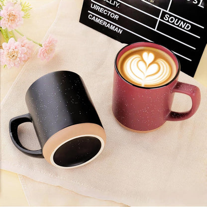 NBABSR Red Diner Coffee Mugs Set of 4,11 Oz Ceramic Espresso Cups Set with Handle Cup with Speckled for Children Boys Girls Women Men Gifts Microwave & Dishwasher Safe