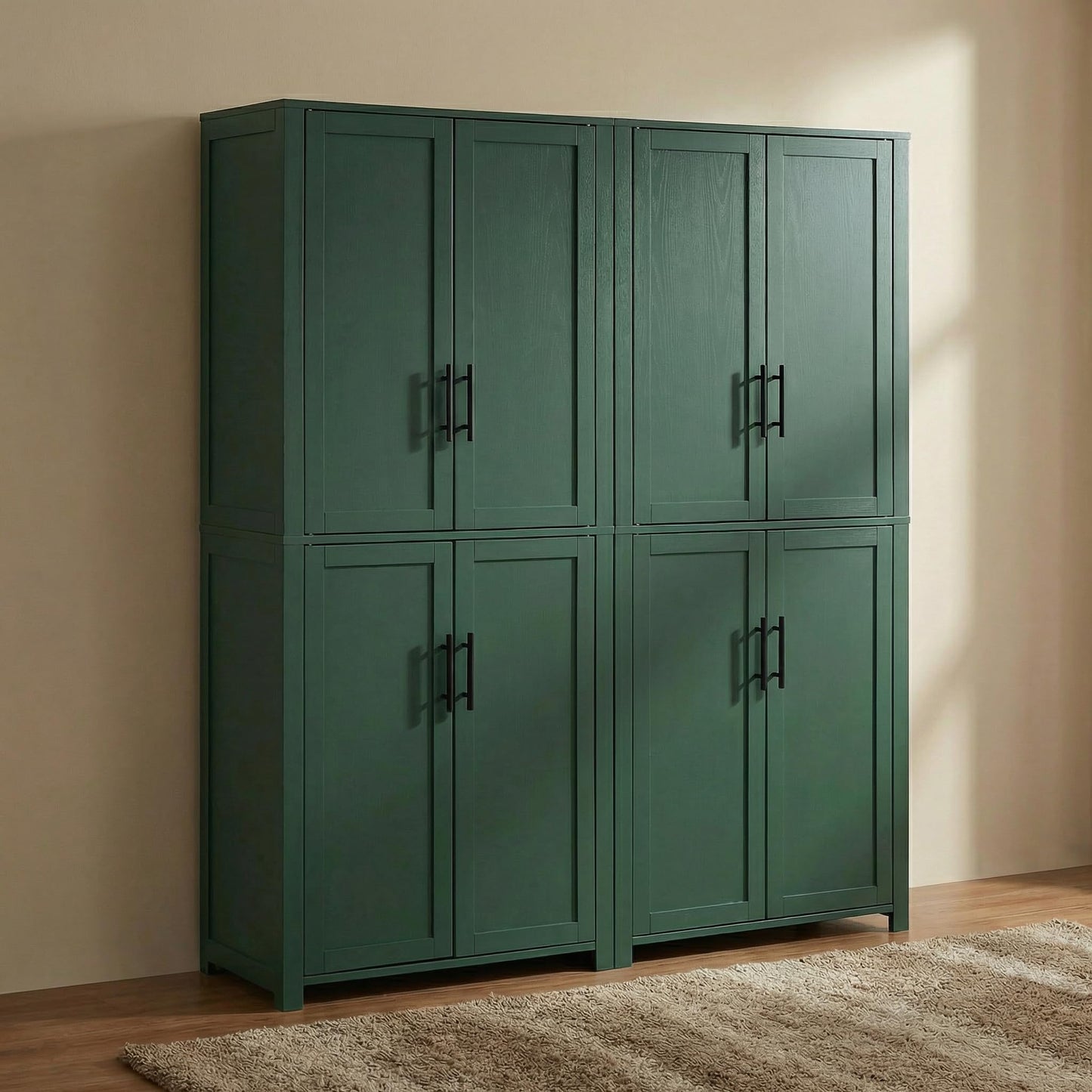 Casaphoria Kitchen Pantry Cabinet, 67" Tall Freestanding Kitchen Cabinet with 4 Adjustable Shelves, 28" W Storage Cabinet for Kitchen Pantry Organization (Green, Single)
