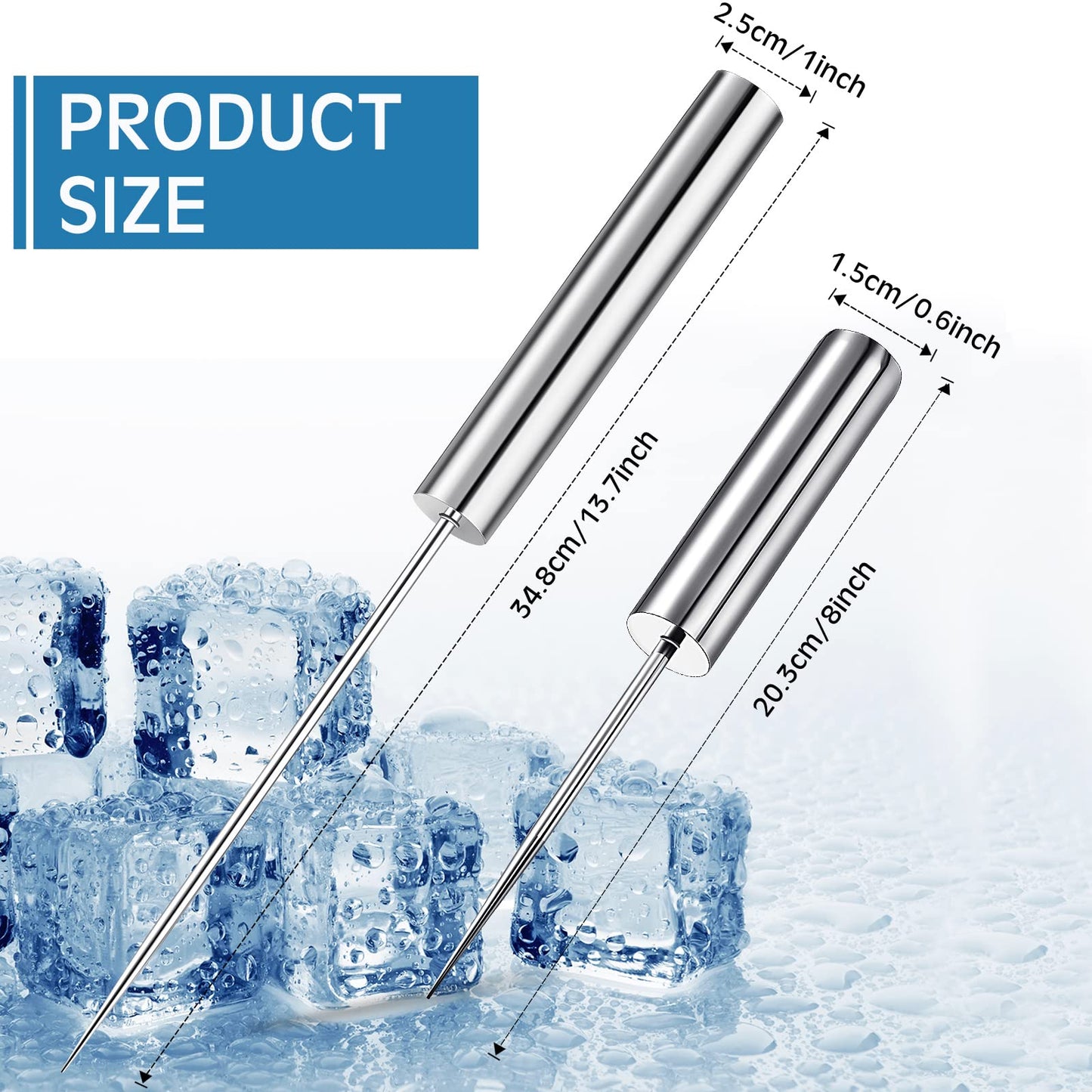 Stainless Steel Ice Pick Crusher Chisel Removal Pick Crushed Ice Tool for Kitchen Bars Bartender Picnics Camping and Restaurant(14 Inch)