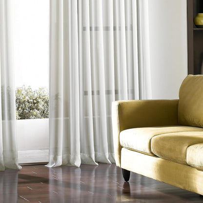 Curtainworks 1Q804304WI Soho Voile Sheer Grommet Panel, 59 by 144", Winter White