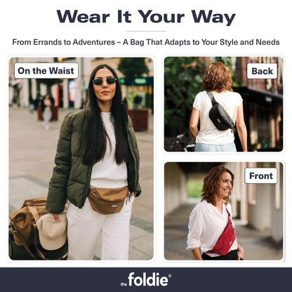 The Foldie Foldable Crossbody Bags for Women & Men - Anti-Theft RFID-Safe Fanny Pack with Smart Lockable Zippers and Cut-Resistant Strap - Lightweight Waist Pack for Travel & Everyday Use - Yellow