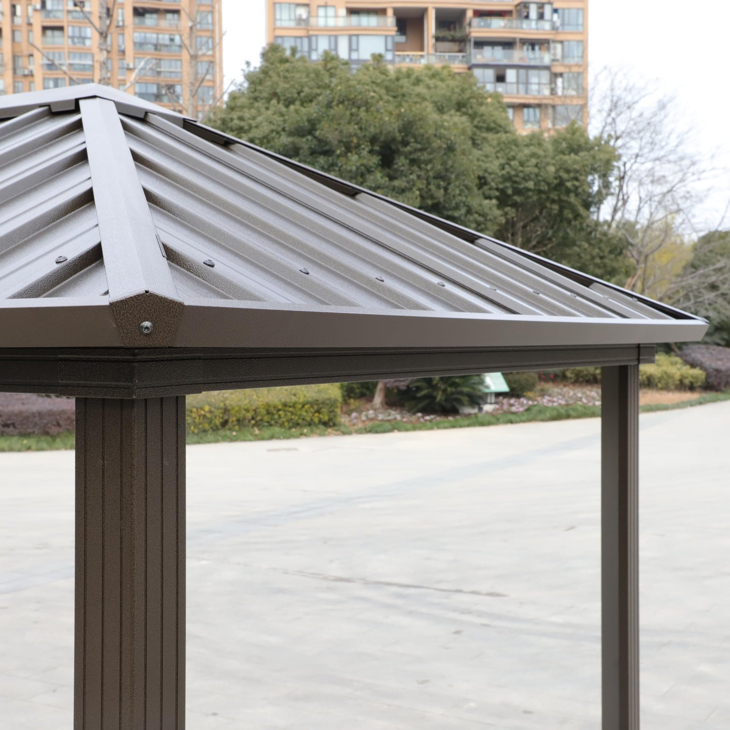 Grill Hardtop Gazebo Outdoor Metal Hard Top Gazebo, Permanent BBQ Gazebo with Galvanized Steel,Aluminum Framed Pavilion with Shelves for Patio Backyard Lawn Garden, Patio, Backyard Single Roof