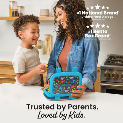Bentgo Kids Prints Leak-Proof, 5-Compartment Bento-Style Kids Lunch Box - Ideal Portion Sizes for Ages 3-7, Durable, Drop-Proof, Dishwasher Safe, & PFAS & BPA-Free Materials (Dinosaur)
