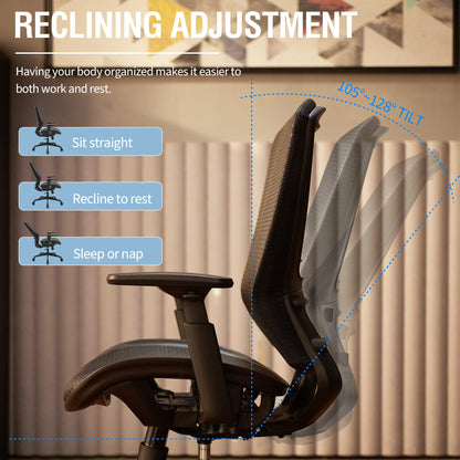 ELABEST Ergonomic Mesh Office Chair,Comfy Computer Desk Chair - BIFMA 5.1 Certified Commercial Swivel Task Chair for Home Office - Adjustable Lumbar Support & Armrests,Tilt Function,Wide Seat (Black)