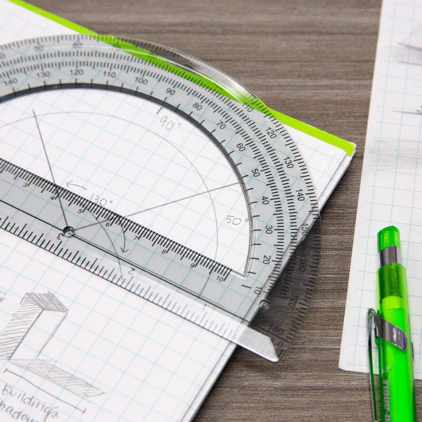 BAZIC Products 4-Piece Geometry Ruler Combination Sets, for School Math Office, 2 Pack