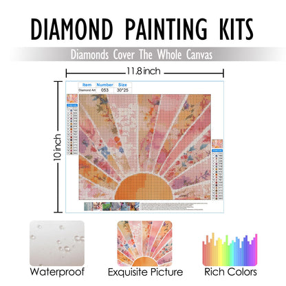 RLTXBUK Boho Abstract Sunshine Diamond Art Kits, Mid Century Modern Floral Sunshine Diamond Painting Art Kits for Adults Kids Beginners, Boho Home Room Decor 9.8x11.8 Inch