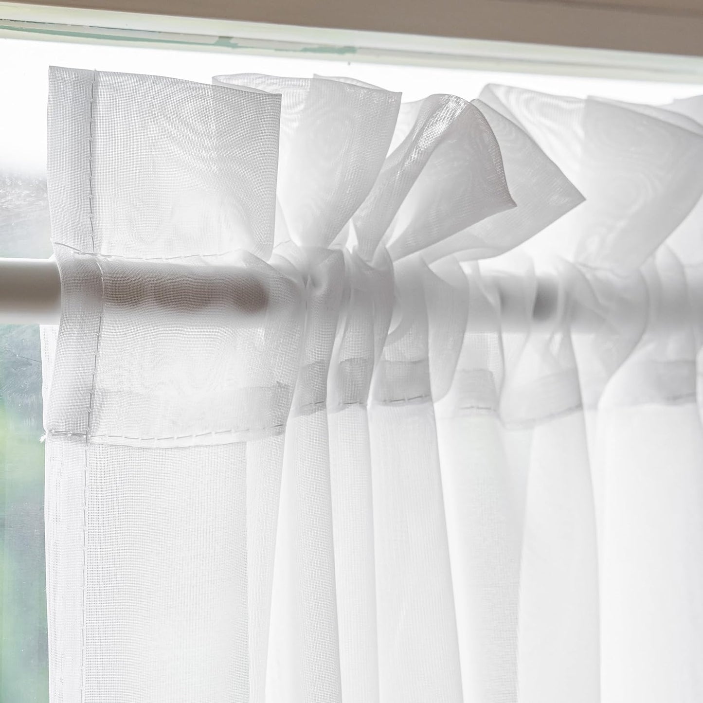 Aquazolax Elegant Solid Sheer Patio Door Curtain Panel, 54"x72" Voile Drapery, 1 Piece, Pure White for French Door