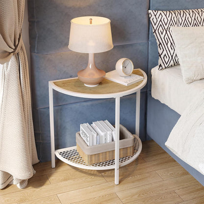 19.7'' 2 18.7"*10.4" SAYGOER Small End Table Half Moon Side Table for Living Bed Room Tier Bed Night Stand Sofa Couch