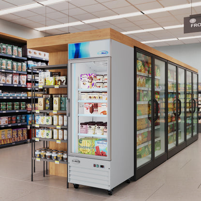 KoolMore 27 in. Commercial One Glass Door Display Upright Freezer Merchandiser in White 13 Cu. Ft. (MDF-1GD-13C-WH)