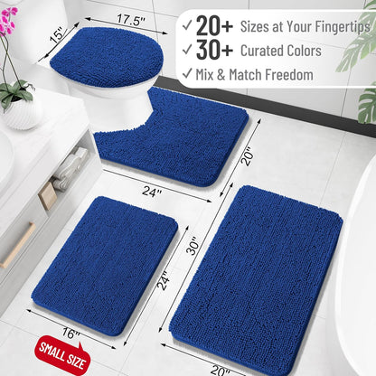 OLANLY Large Bathroom Rugs - Extra Soft Chenille Bath Mats | Quick-Dry, Machine Washable, 50x30, Royal Blue