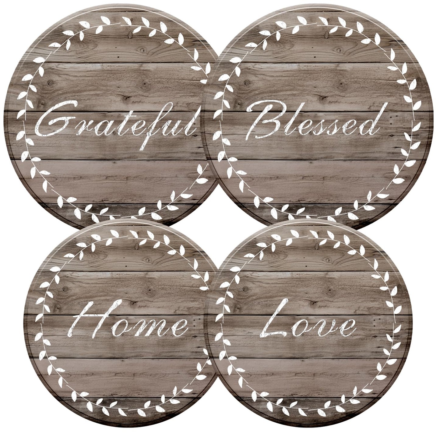 Stylish Burner Covers Set of 4 for Range Accessories, Gratitudes Wood Board Metal Stove Burner Cover for Expanding Counter Space Stovetop Decor, Burner Covers for Electric Stove