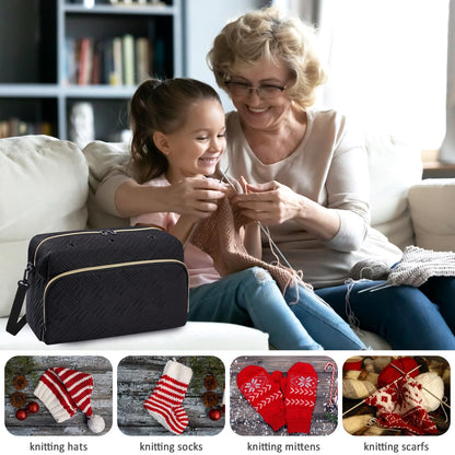 IBFUN Crochet Yarn Knitting Bag 2 Pcs Yarn Storage Organizer Crocheting Bags for Beginners with Shoulder Strap for Knit Accessories Needles Hooks