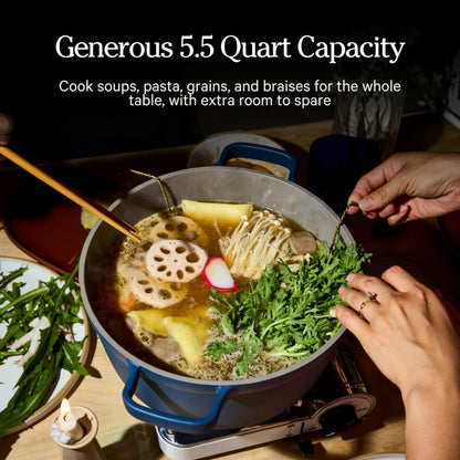 Our Place Perfect Pot | 5.5 Qt Ceramic Pot with Lid & Spatula | Patented 8-in-1, PFAS-Free Nonstick, Non-Toxic Cookware | Induction & Oven-Safe up to 450°F | Steam