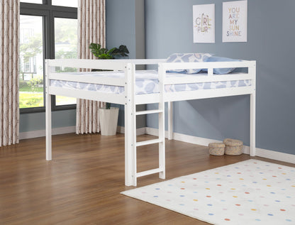 Tribeca Wood Low Loft Bed Frame / 14 Wood Slats Support/No Box Spring Necessary/Easy Assembly/Twin - White