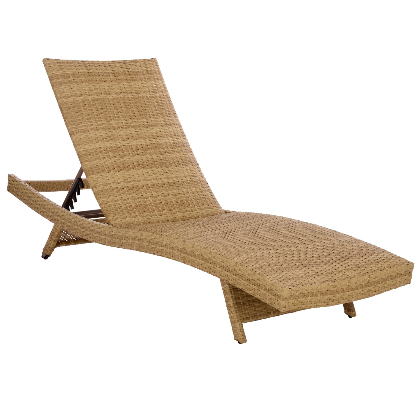 SAFAVIEH Outdoor Patio Furniture Collection – Alex Natural & Taupe Quick Dry Foam Lounger, Adjustable Outdoor Chaise, Modern Curved Design (PAT7545A)