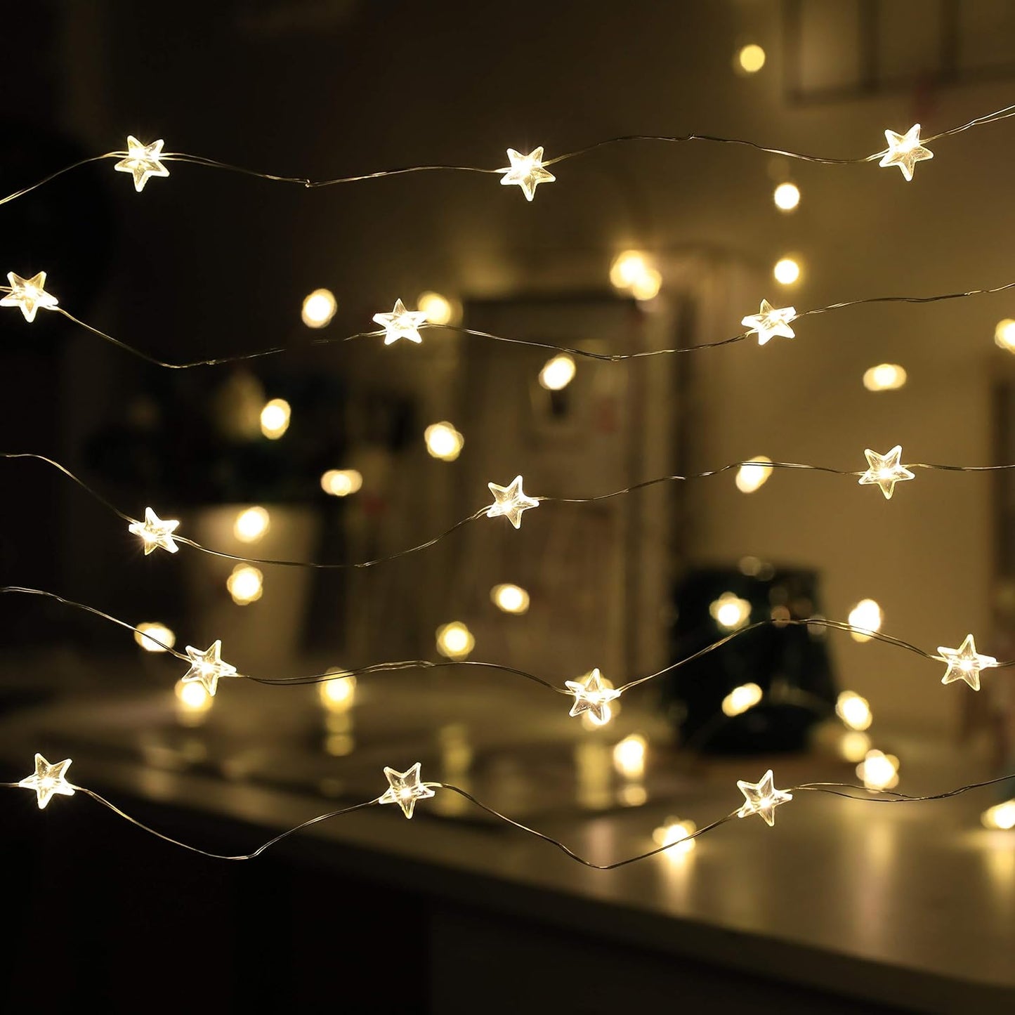 Shimmer forest 40 13ft Twinkle Star String Lights LED Spring Garden Decorative Indoor Outdoor Fairy Light USB & Battery
