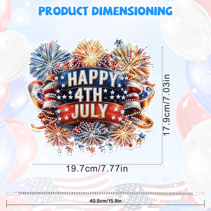 Bowetile 5D Independence Day Diamond Art Hanging Kits for Adults, 4th of July Fireworks Diamond Painting Window Pendant Kits, Special Shape Gem Art Suncatcher Patriotic Ornament for Home Wall Decor