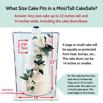 CAKESAFE Reusable Mini/Tall Cake Transporter, Clear Plastic Cake Carrier (14" W x 22" H)