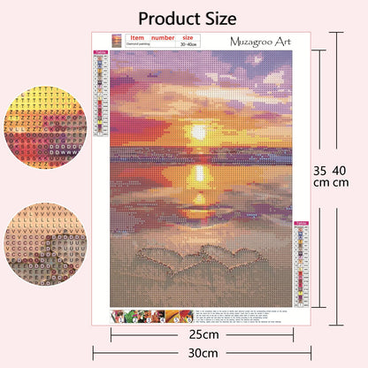 Muzagroo Art 4 Pack 5D Diamond Painting Kits for Adults DIY Drill Diamond Art Kits Arts and Crafts for Beginners Beach Diamond Dot Kits Gem Painting Wall Art for Living Room
