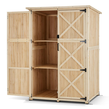 Macrout Outdoor Storage Cabinet, Wooden Storage Shed with Lock, Outside Garden Tool Shed with 2 Doors for Patio Yard Lawn, 1933 (Large)