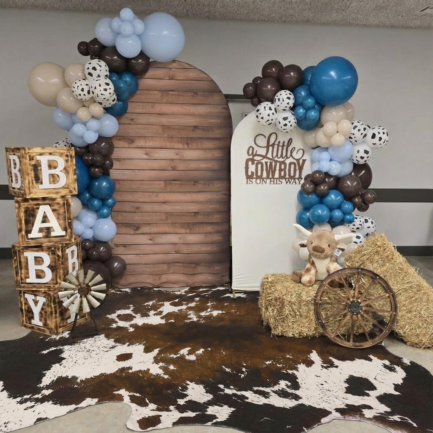 Breling 59" x 79" Western Party Decoration Faux Cowhide Rug Western Animal Flannel Cow Print Rug Farmhouse Rustic Home Decor for West Theme Birthday Party Supplies Bedroom Decor(Brown,Elegant Style)
