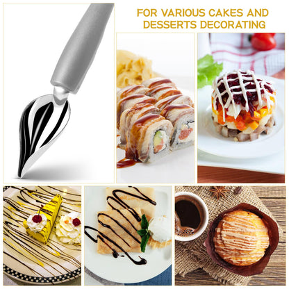 PRETYZOOM 4pcs Dessert Decorating Spoons Chocolate Dipping Tools Multipurpose Stainless Chef Art Spoons