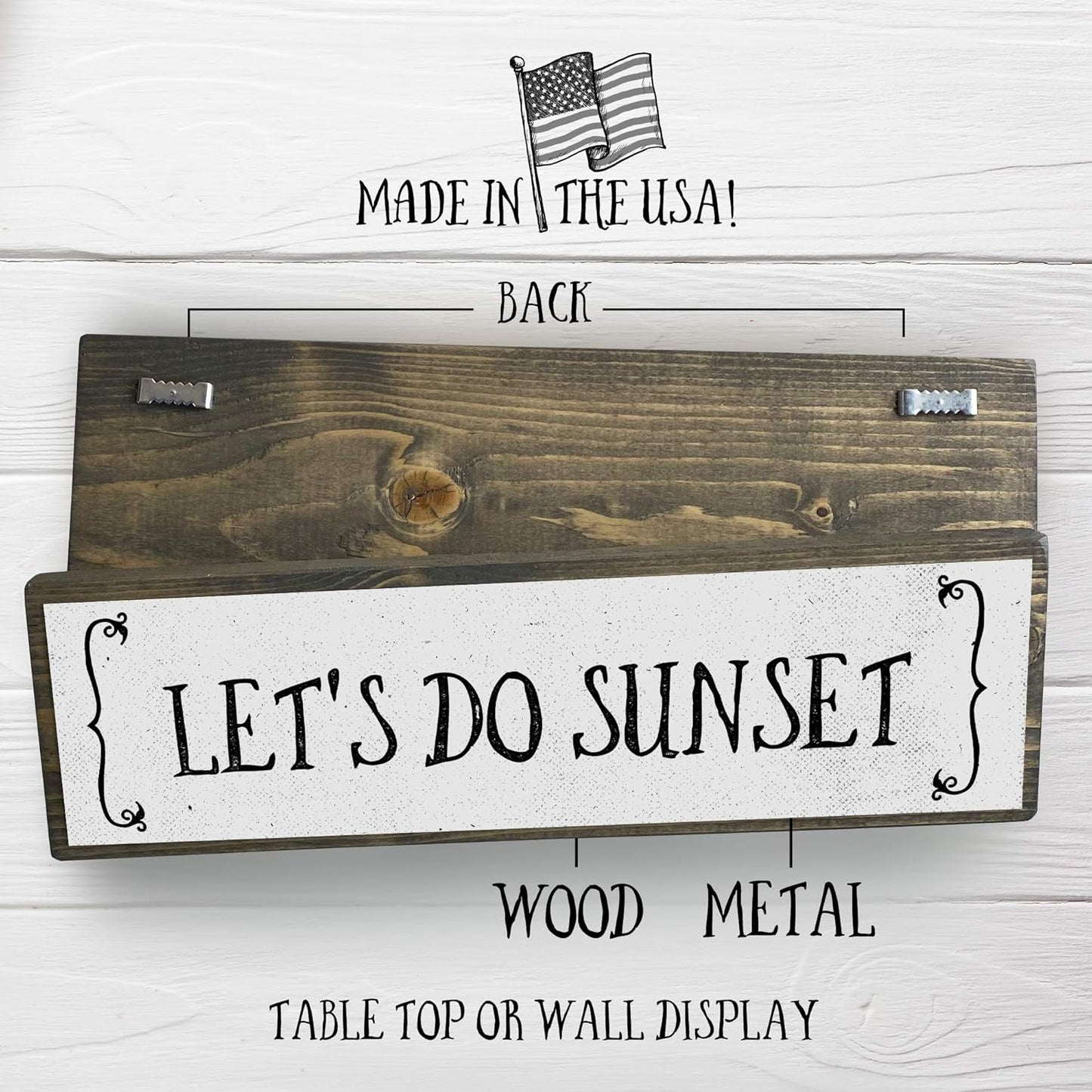 Beach Wood Signs, Medium - Wood And Metal, Let’s Do Sunset