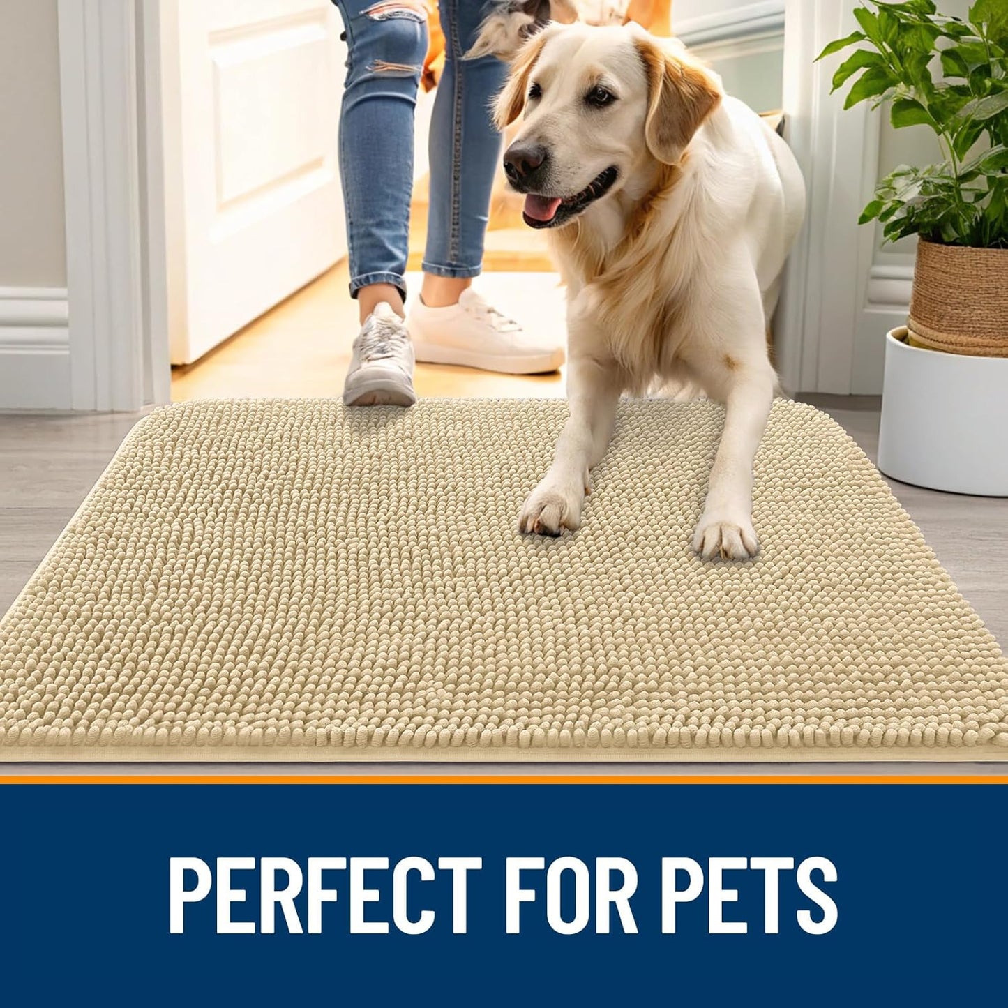 OLANLY Dog Door Mat - Absorbent Non-Slip Chenille Mat for Muddy Paws | 44x32, Quick Dry, Indoor Entryway Carpet